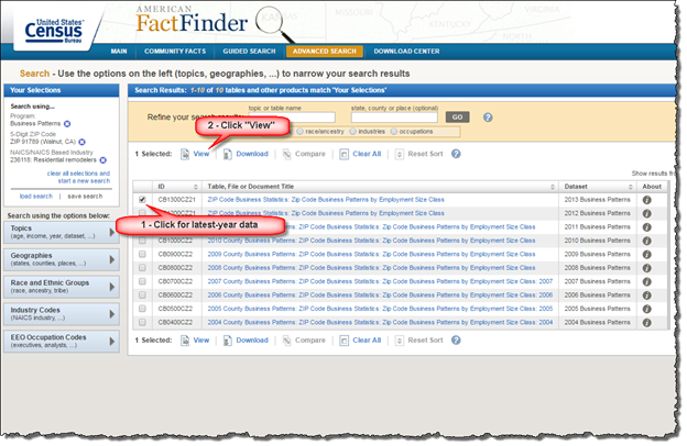 Census Bureau sscreenshot